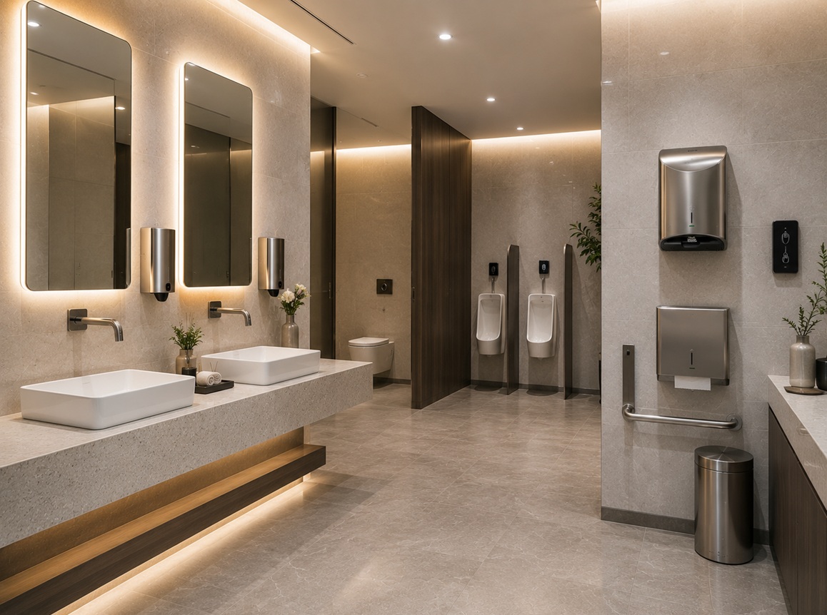 Explore More Commercial Bathroom Solutions - Touchless restroom fixtures and accessories